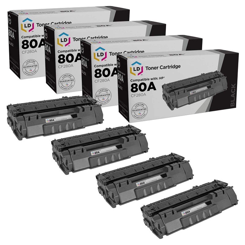 LD Products Compatible Replacement for HP 80a Toner Cartridge Black CF280A for Use with LaserJet Pro 400 M401dn M401dne M401dw M401 M425 M425dn M425dw M401a (4 Pack, Standard Yield) - Image 1